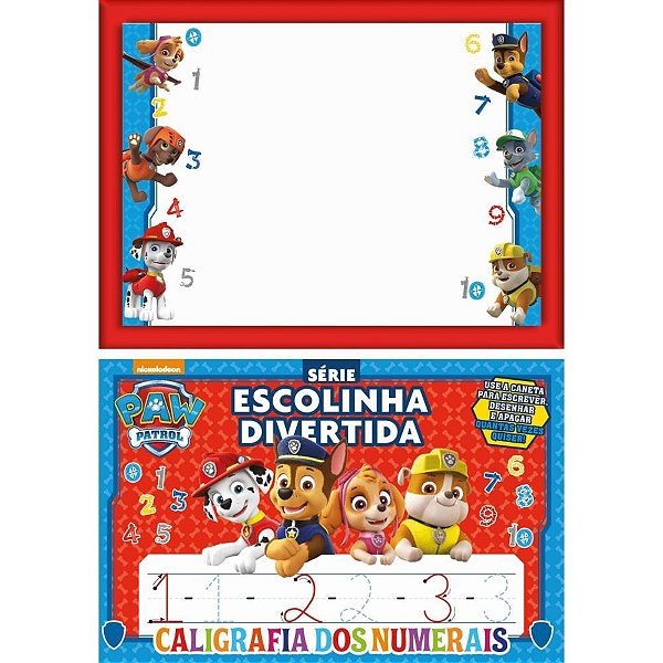 Livro Brinquedo Ilustrado Patrulha Canina Lousa Mágica Numerais