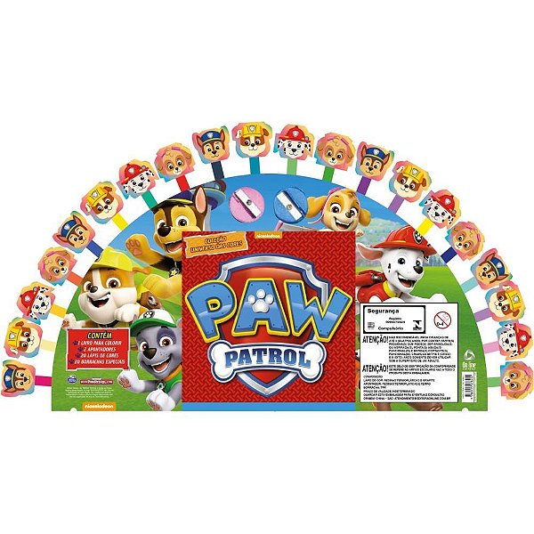 Livro Brinquedo Ilustrado Patrulha Canina Universo das Cores com KIT Completo