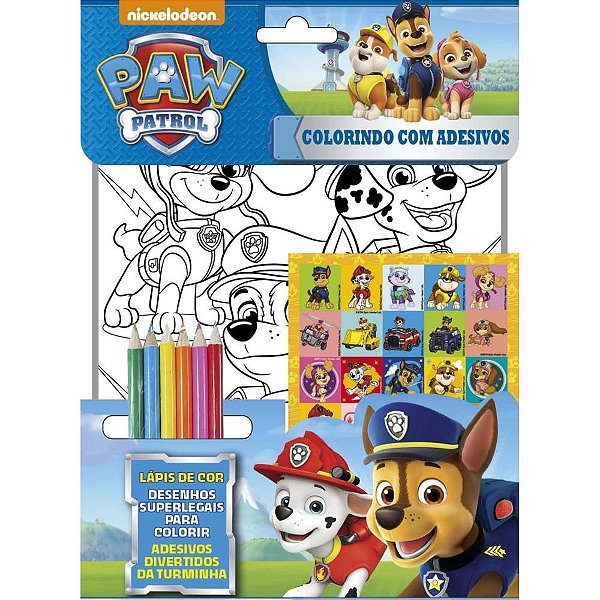 Livro Infantil Colorir com Adesivos Patrulha Canina
