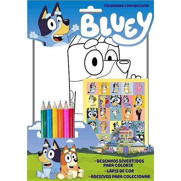 Livro Infantil Colorir com Adesivos Bluey