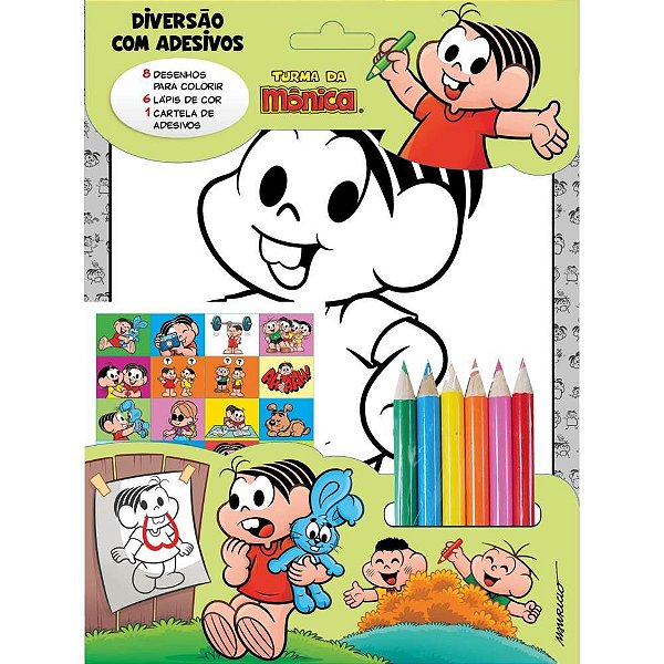 Livro Infantil Colorir Turma da Mônica com Adesivos