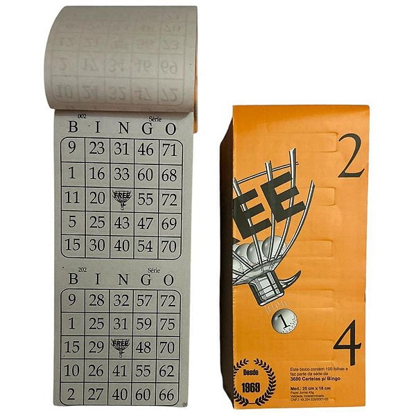 Bloco para Bingo Bingão Jornal 2X1 com 100 Folhas Pacote com 18 Blocos