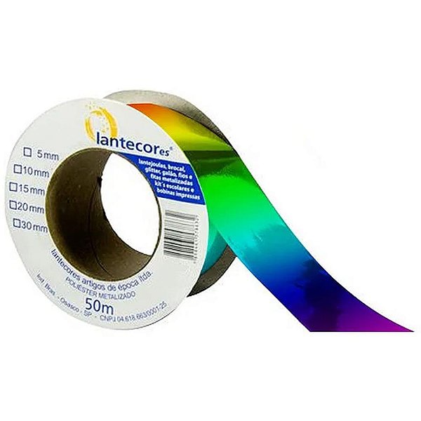Fita Metaloide Decorativa 20MM X 50M Multicor com Brilho Impactante