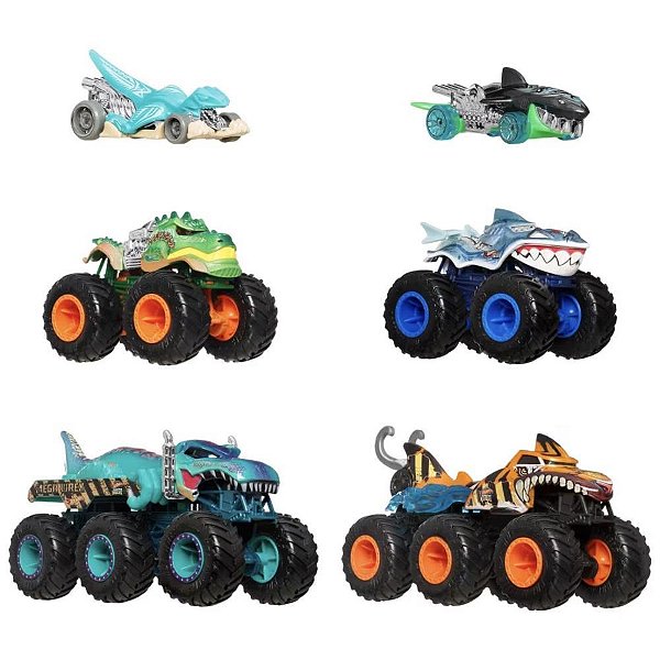 Hot Wheels Monster TRUCKS SHARKS VS. Dinos 1:64 5-PACK
