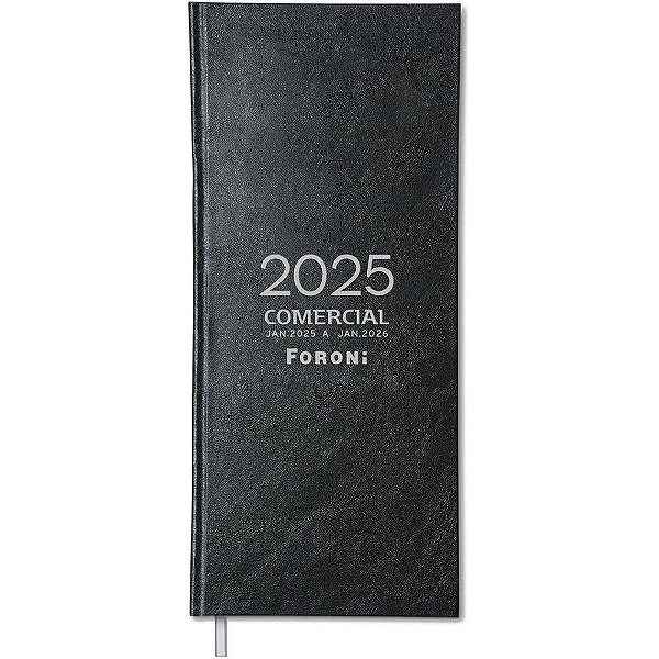 Agenda Comercial 2025 Costurada Capa Preta 208F 123X275MM Pacote com 3