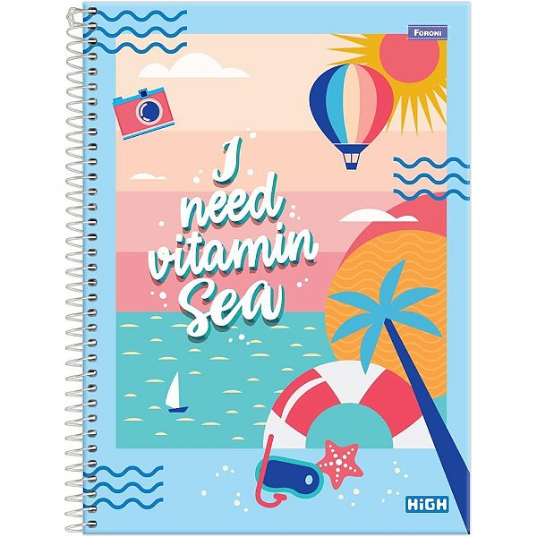 Caderno 10X1 Capa Dura HIGH Feminino 200 Folhas Pacote com 4 Unidades