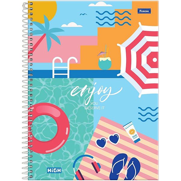 Caderno 15X1 Capa Dura HIGH Feminino 240 Folhas Pacote com 2