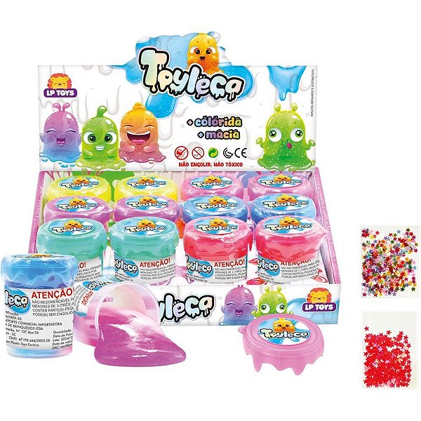 Slime Toyleca 2 Cores com Glitter 7X6CM Display com 12 Unidades