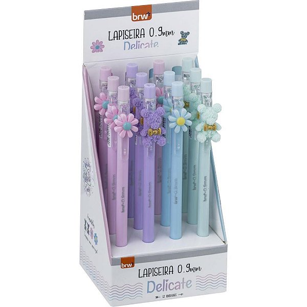 Lapiseira 0.9MM Plástica Delicate Sortidas Display com 12 Unidades