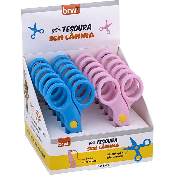Tesoura Escolar Mini sem Lâmina 10CM Sortidas Display com 12 Unidades