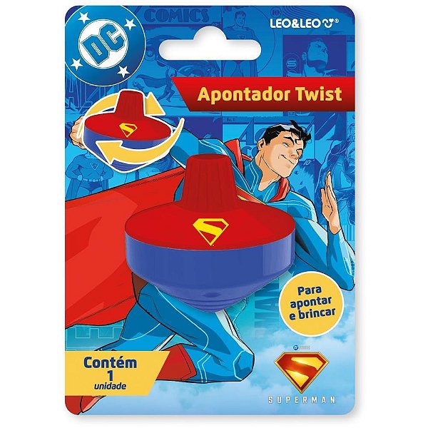 Apontador com Depósito Superman TWIST Pião em Blister