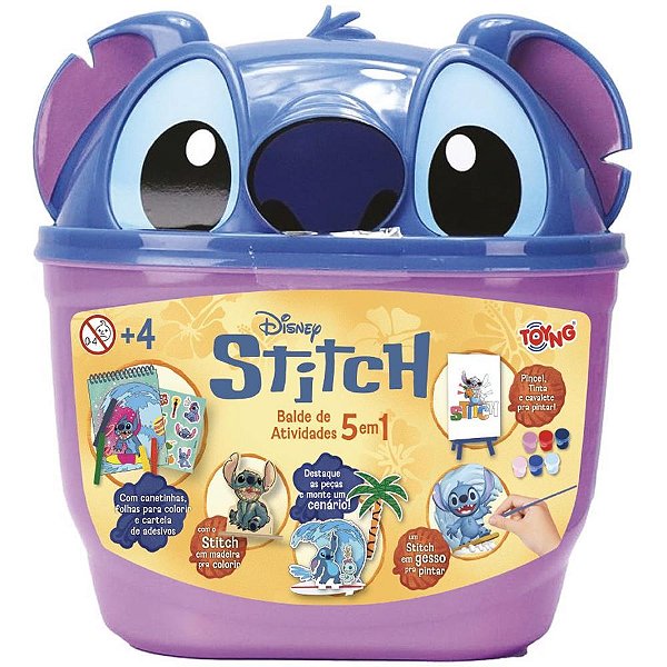 Balde de Atividades 5 em 1 STITCH com ITENS Criativos Infantis