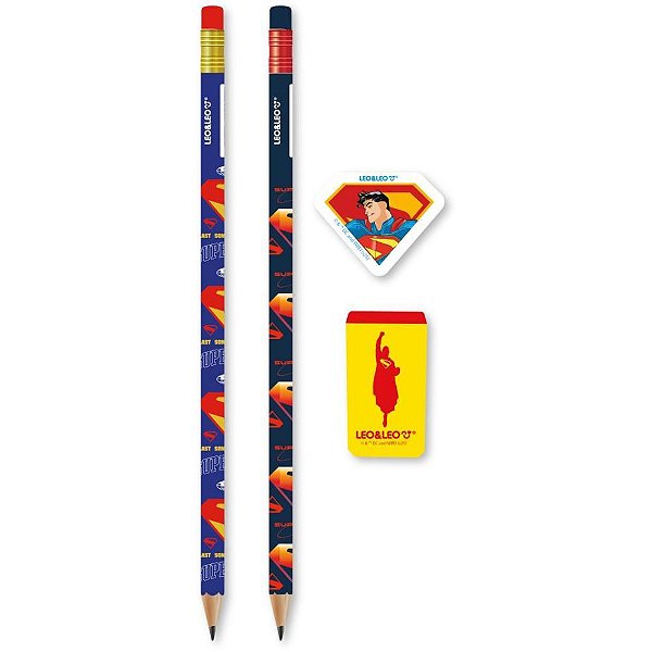 Kit Escolar Superman HB2 com 4 Peças Blister