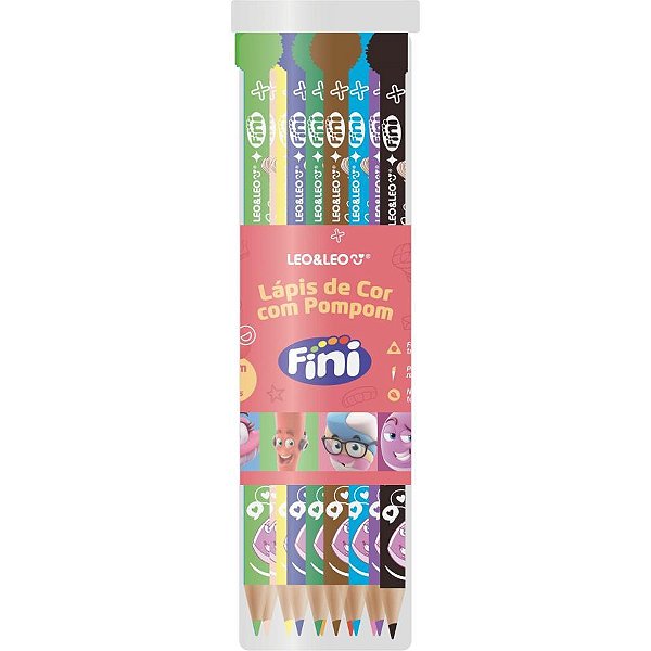 Lápis de COR Triangular Fini com Pompom 12 Cores Pote com 12 Unidades