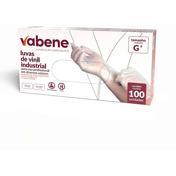 Luva Vinil G sem PÓ Caixa com 100 Unidades