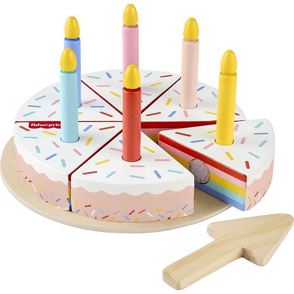 Brinquedo Bolo de Aniversário de Madeira FISHER-PRICE com 14 Peças