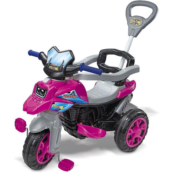 Veículo para Bebê Moto Trail Rosa com Som – Suporta ATÉ 30KG