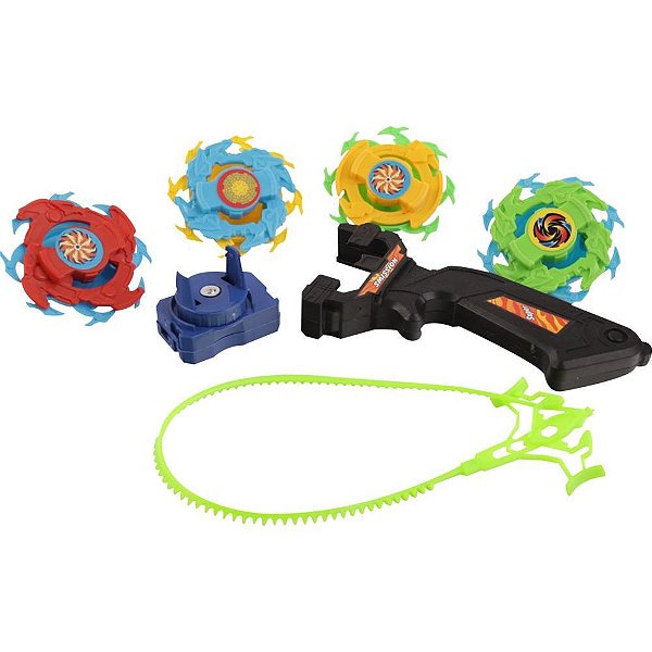 Brinquedo Pião Divertido com 4 Piões e Pista Interativa