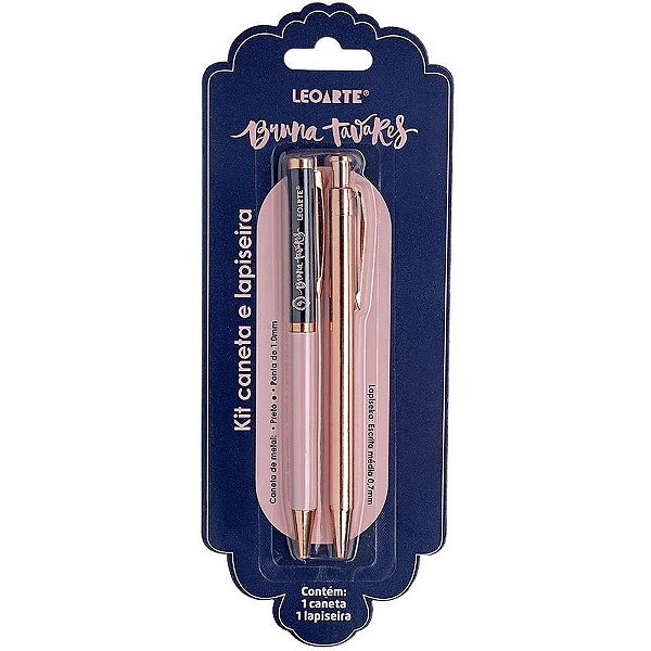 Caneta Esferográfica Bruna Tavares com Lapiseira 0.7 KIT com 2 Peças