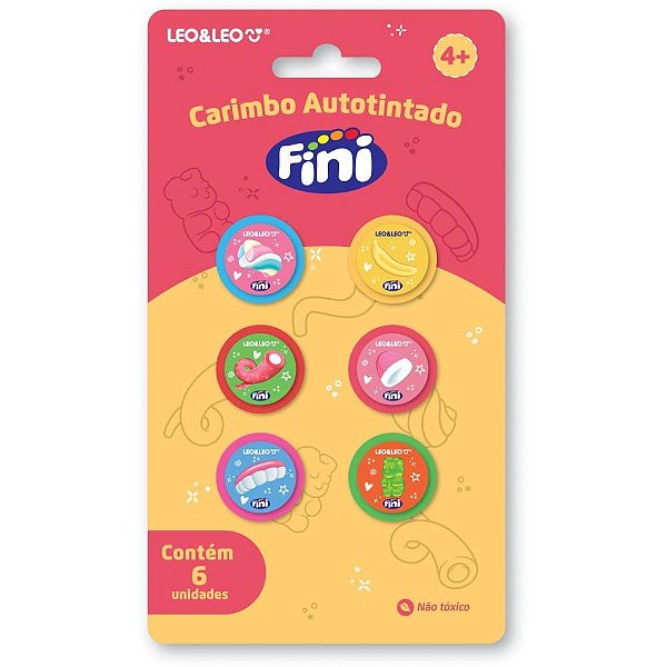 Carimbo Pedagógico Fini 6 Modelos Sortidos Blister com 6 Unidades