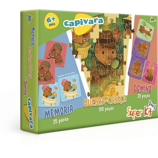 QUEBRA-CABEÇA Cartonado Capivara Super KIT 3 em 1