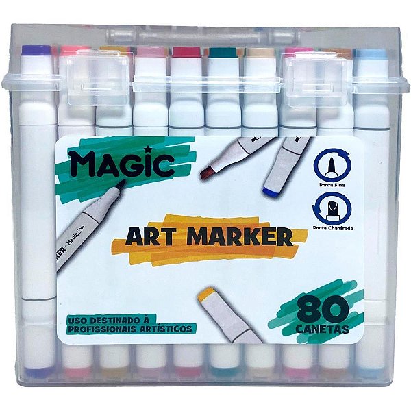 Marcador Artístico ART Marker 80 Cores com Estojo
