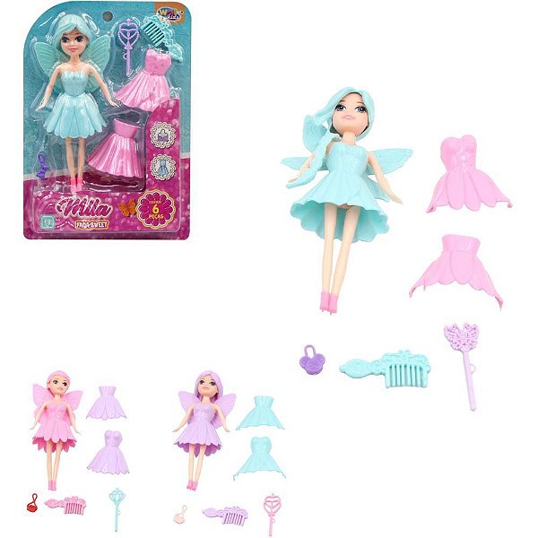 Boneca Mila Fada Sweet com Acessórios Sortidos NO Blister