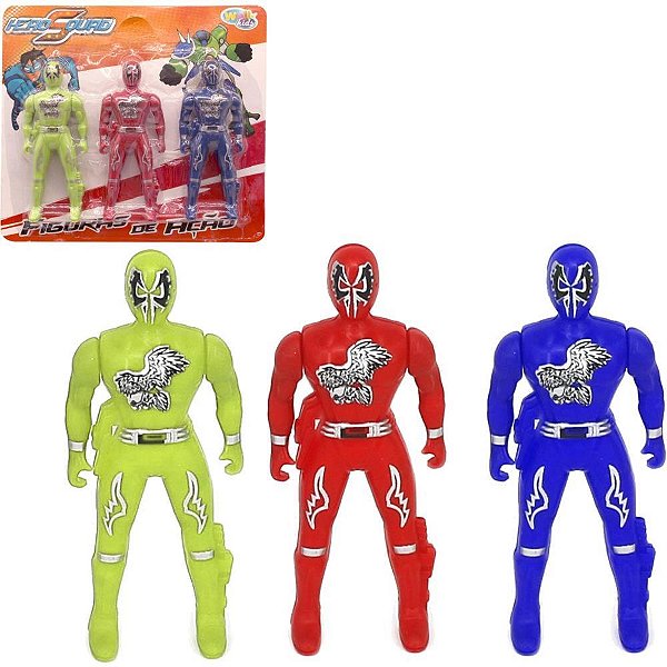 Boneco Hero Squad com 3 Personagens de Ação