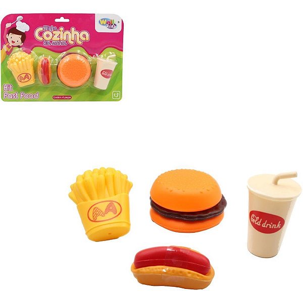 Brincando de Casinha KIT FAST Food 4 Peças NO Blister