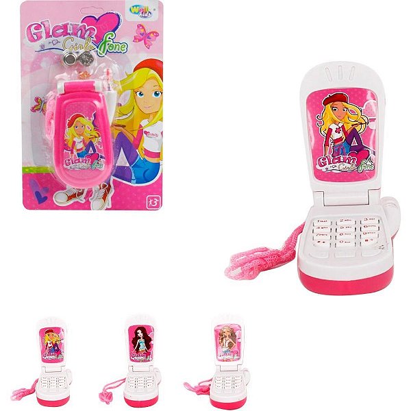 Brinquedo Celular GLAM GIRLS com Som e Cordão Sortido