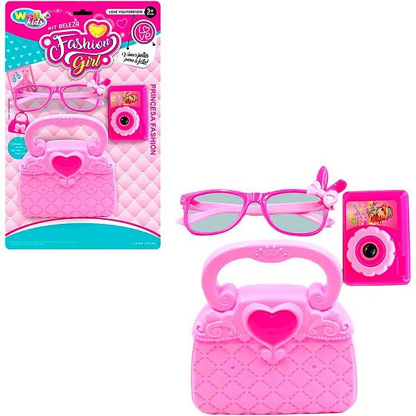 Kit Maquiagem e Beleza Infantil Fashion GIRL 3 Peças Blister
