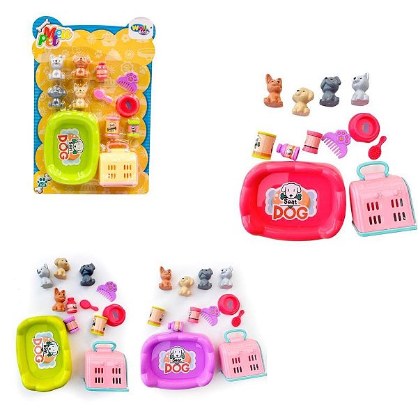 Miniatura Colecionável KIT Mini PET Hora do Passeio com Acessórios Sortidos – 12 Peças