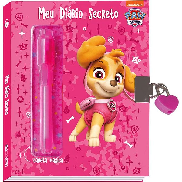 Diário Secreto Patrulha Canina SKYE Rosa com Caneta Mágica