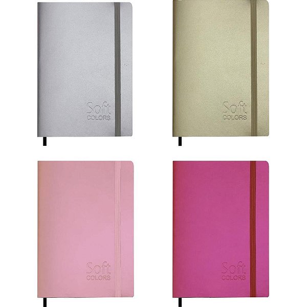 Agenda 2026 SOFT Colors com 176 Folhas, Capa Metalizada Flexível (pacote com 4)