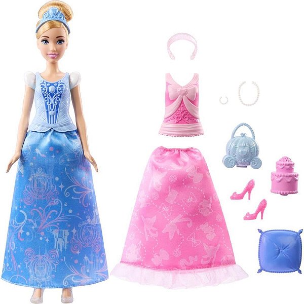 Boneca Disney Princesa Cinderela Fashion 2 em 1 com Acessórios