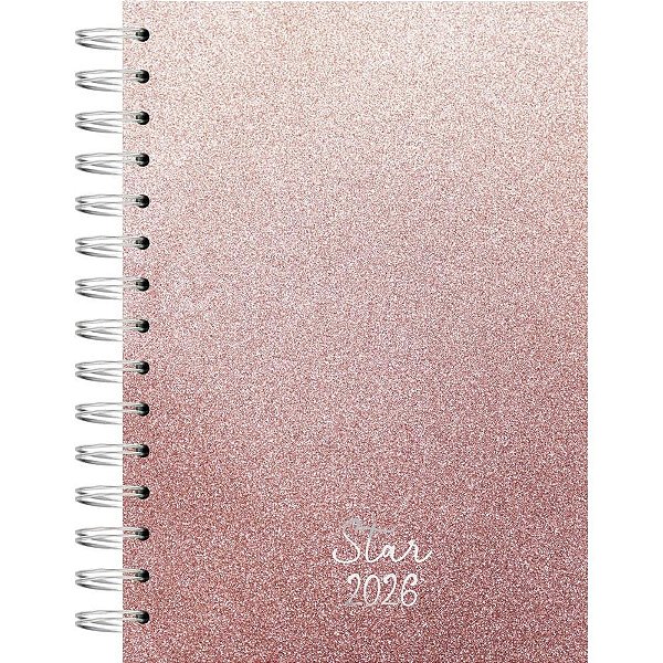 Agenda 2026 STAR Espiral Capa Dura 140X200MM 160 Folhas Rosa KIT