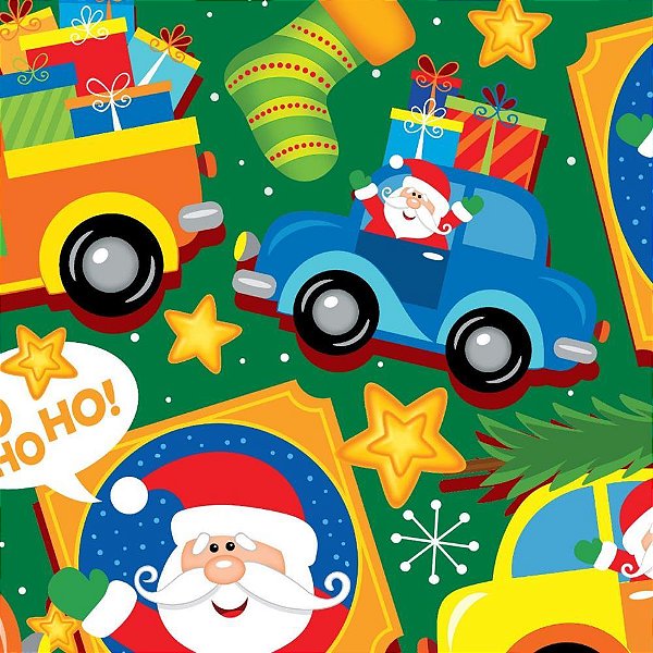 Papel de Presente Bobina Couché 60CM Hoho Noel MOD. 264 (100 Metros)