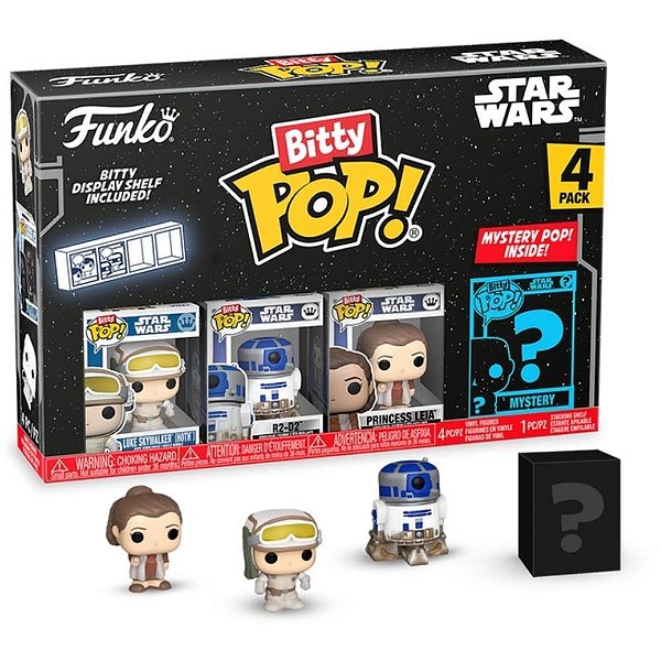 Bonecos Funko POP STAR WARS Luke Skywalker, R2-D2 e Chewbacca