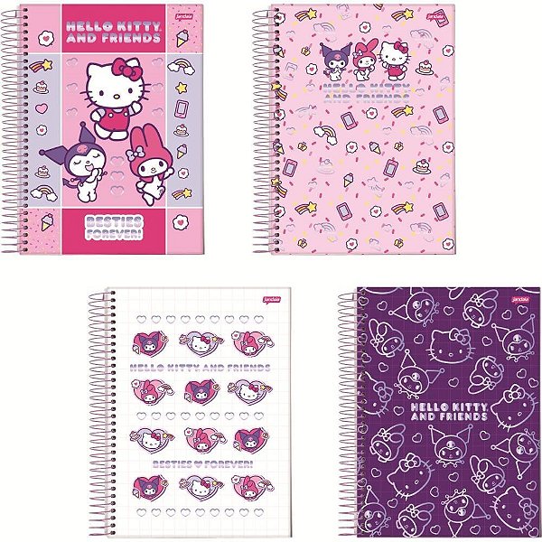 Caderno 01X1 Capa Dura Besties Forever 80 Folhas Pacote com 4 Unidades