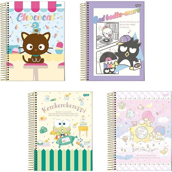 Caderno 01X1 Capa Dura Hello KITTY e Amigos 80 Folhas Pacote com 4 Unidades