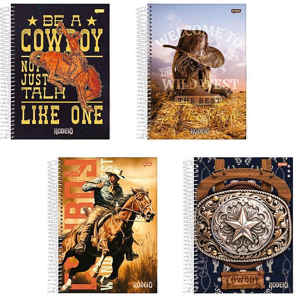 Caderno 10X1 Capa Dura Rodeio 160 Folhas Pacote com 4 Unidades
