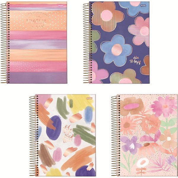 Caderno 15X1 Capa Dura LA Creme 240 Folhas Pacote com 2 Unidades