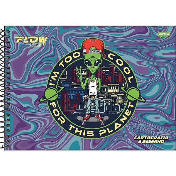 Caderno de Desenho Universitário Capa Dura FLOW 80 Folhas (pacote com 4)