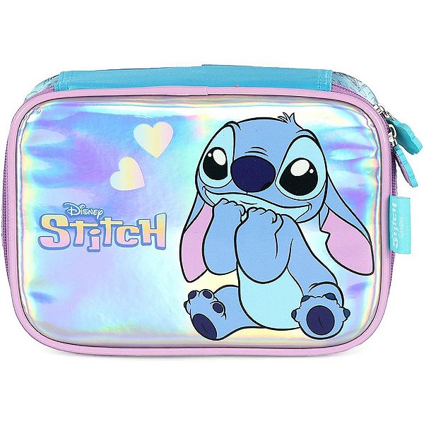 Estojo BOX STITCH Azul com Zíper e Compartimento Interno