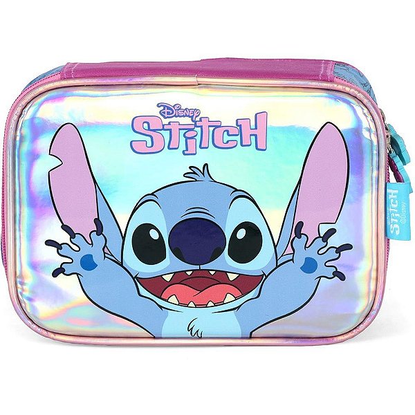 Estojo BOX STITCH Roxo com Zíper e Compartimento Interno