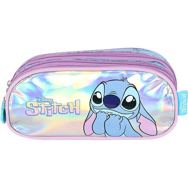 Estojo Triplo STITCH Azul com TRÊS Compartimentos e Estampa Divertida