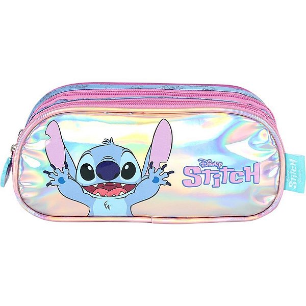 Estojo Triplo STITCH Roxo com TRÊS Compartimentos
