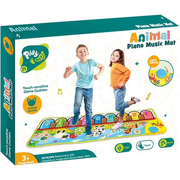 Tapete Musical Pianinho Animais 85X30CM Interativo com SONS e Luzes