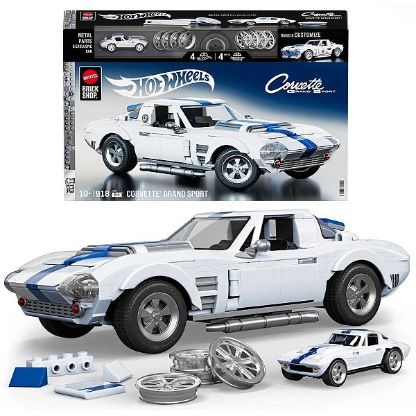 Mega HOT Wheels Corvette GRAND SPORT 1:16 com 918 Peças Montável