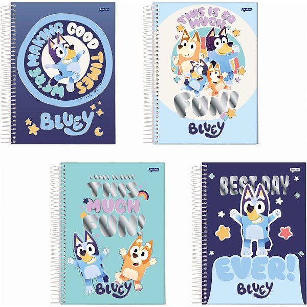 Caderno 01X1 Capa Dura Bluey 80 Folhas Pacote com 4 Unidades